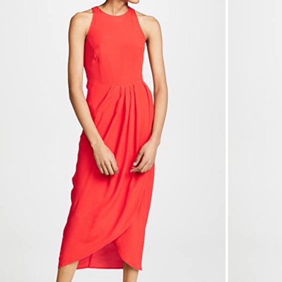 Yumi Kim Red So Social Dress Size Medium New with tags full length tulip skirt - Picture 1 of 15